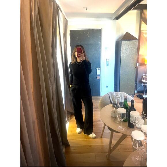 DONNI Women's Black Twill Pleated Button Front Zip Up Closure Pants Size Large - Picture 12 of 15